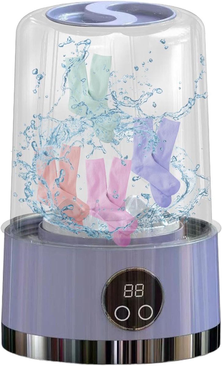 Ondergoed wasmachine Compacte wasmachine Hygiënisch reinigen Draadloos gebruik 14 cm diameter Paars