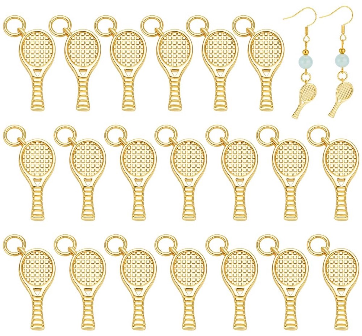 Dailygoods - 20 Stuks Vergulde Tennisracket Bedels voor Sieraden Maken