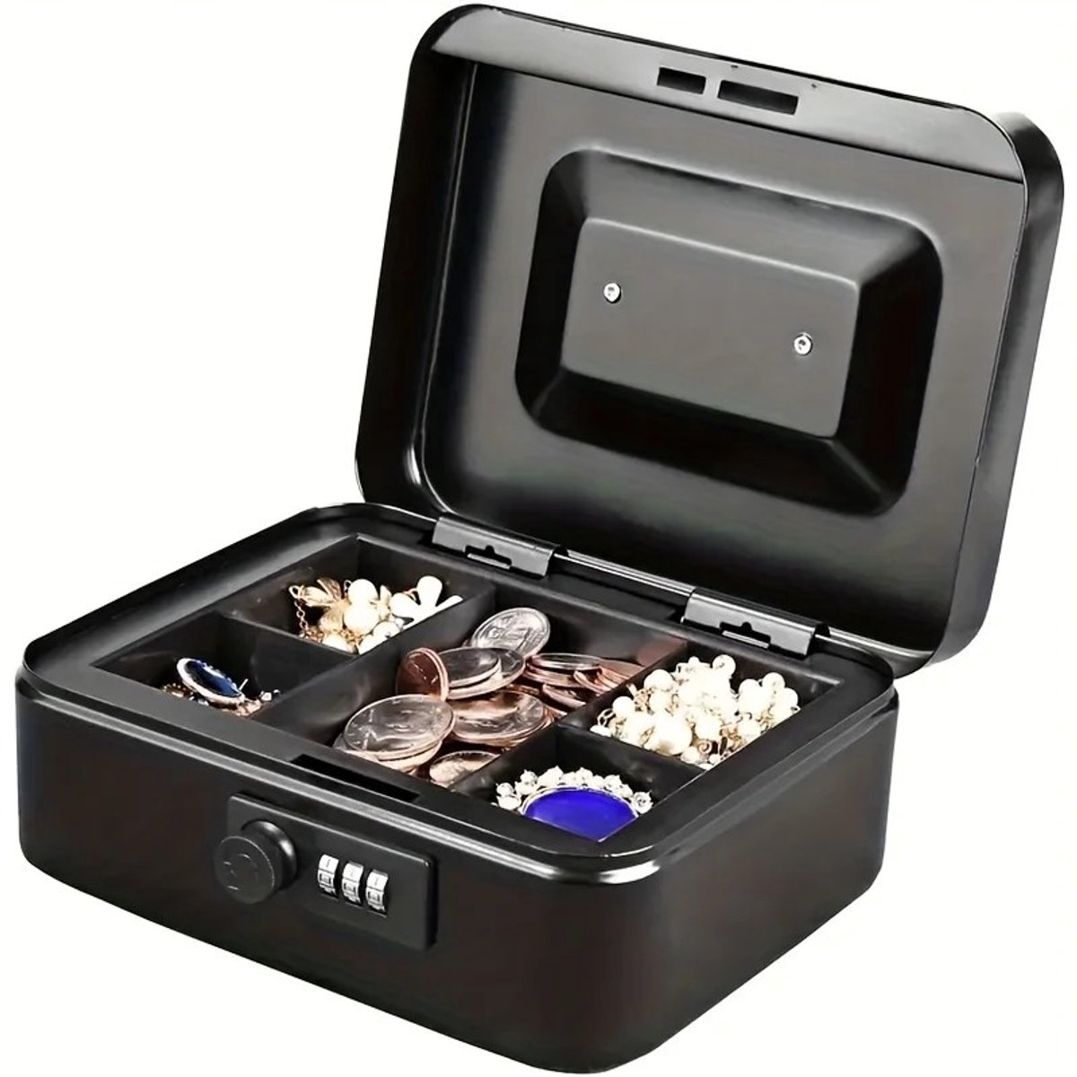 Dailygoods Draagbare wachtwoordkluis Mini stalen spaarpot Robuuste afsluitbare muntendoos Spaarpot voor volwassenen en k