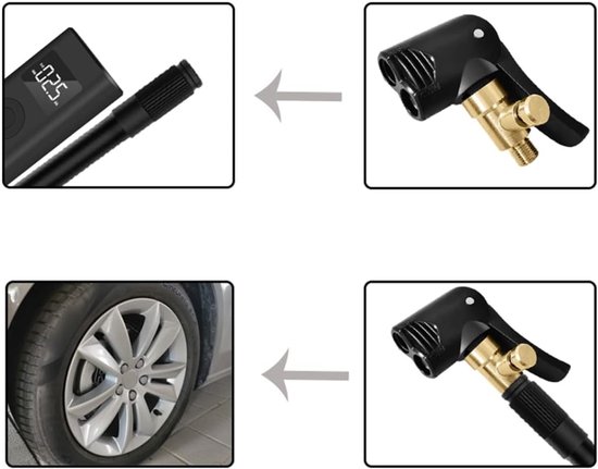 Fietspomp Adapter - Dubbele Kop - Banden Oppompen - Messing Materiaal - 62 x 40 mm - Zilverkleurig — afbeelding 5