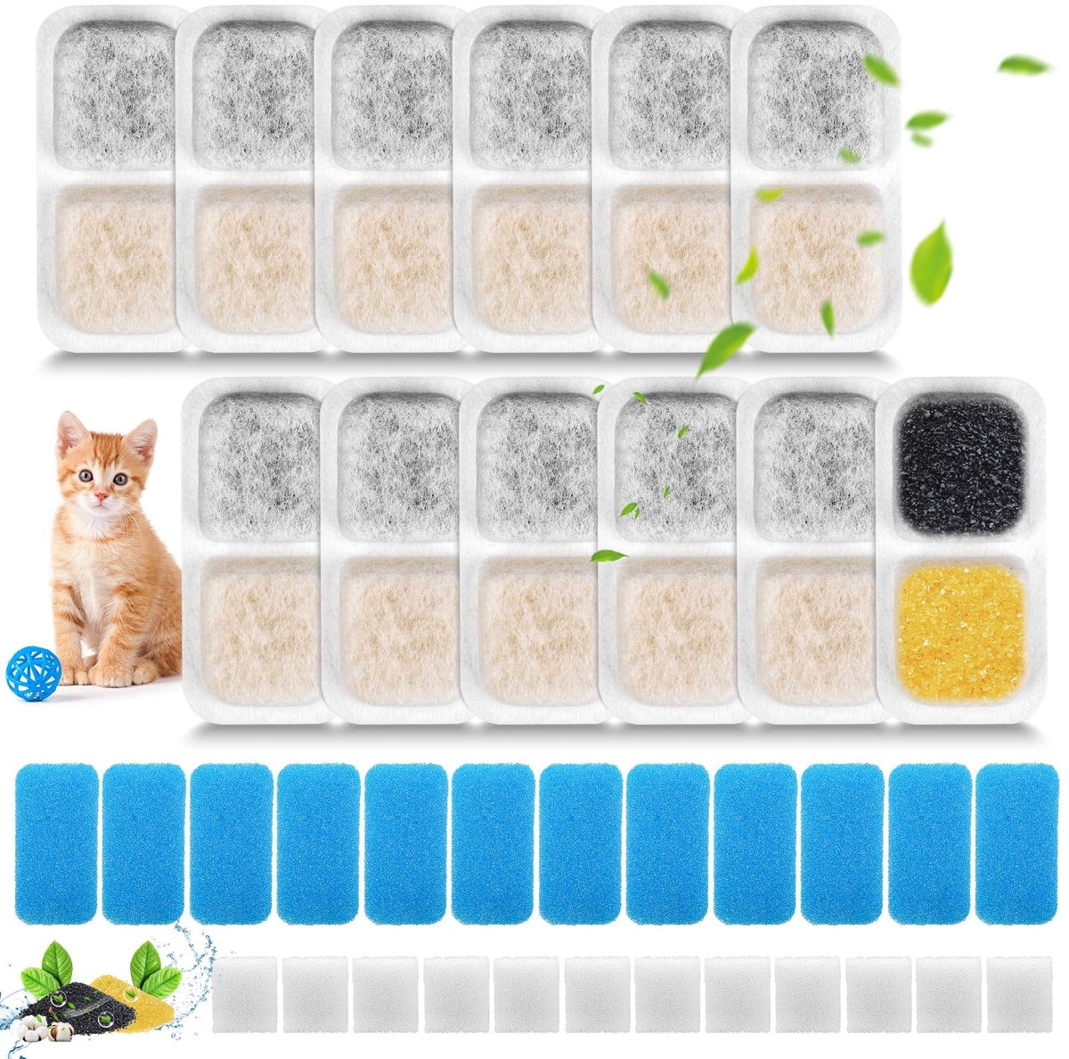 Dailygoods- Drinkfontein Filter - 12 Stuks - Reservefilters - Voor Kattenfontein - Actieve Kool - Gezond Drinkwater - Kattenfilter