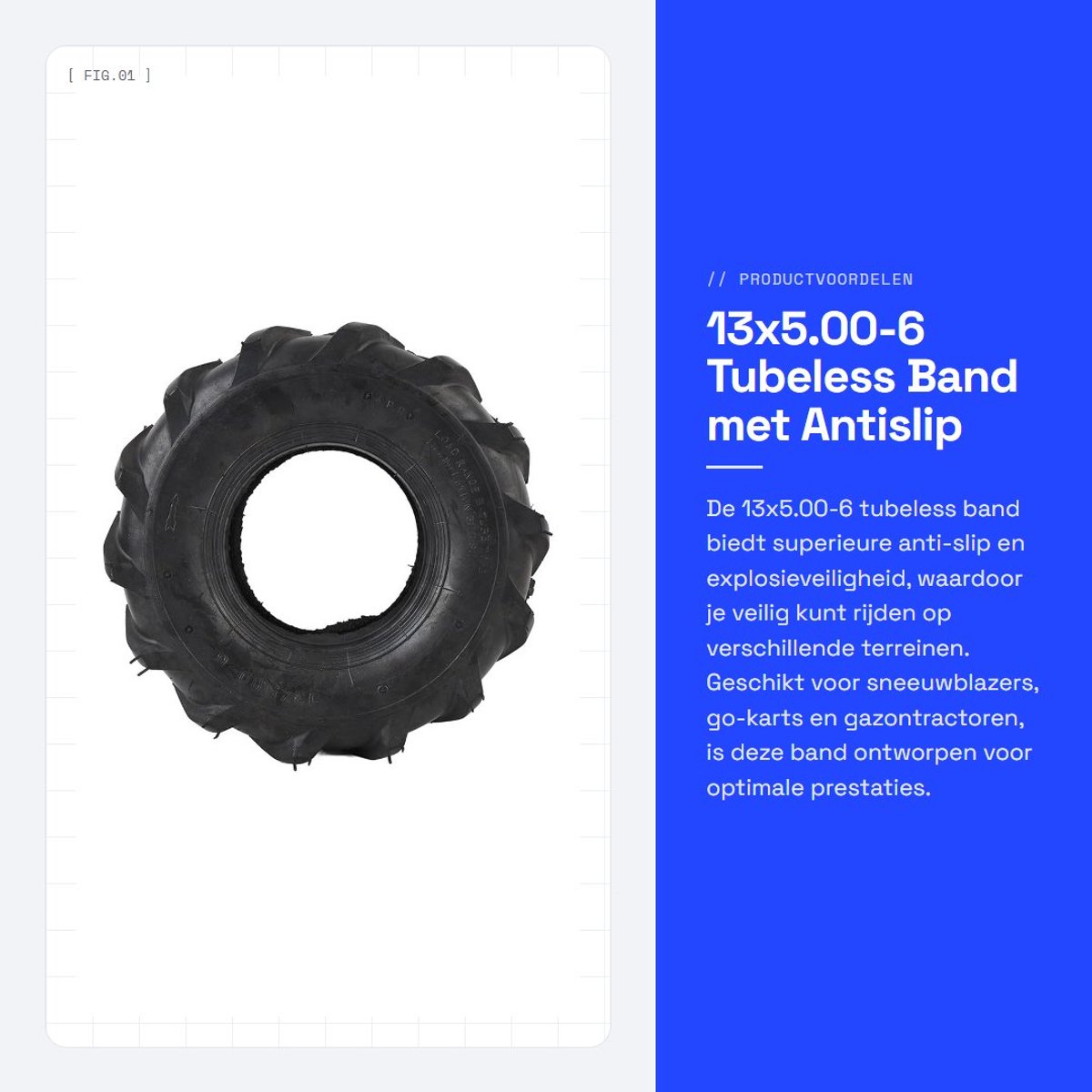Dailygoods- Tubeless Band 13x5.00-6 - Antislip - Explosiebestendig - Uitstekende Grip - Verbeterde Tractie - Duurzaam Rubber