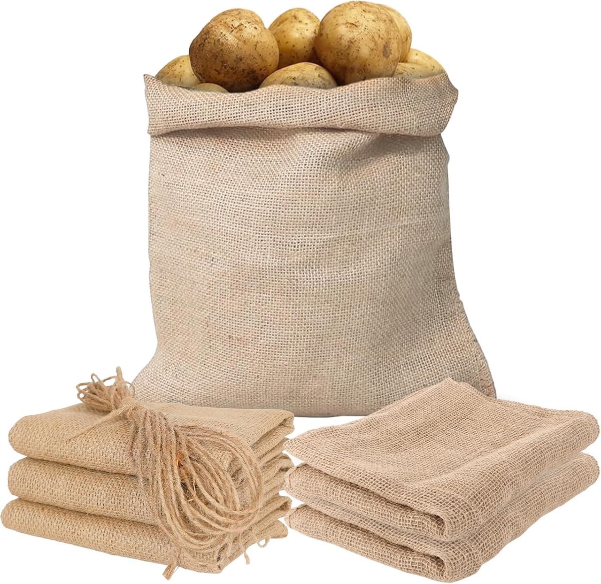 Dailygoods- Jute Zakken Groot - Set van 6 - 60 x 100 cm - Plantenbescherming - Vorstbescherming - Duurzaam - Aardappelzak - Plantenzak