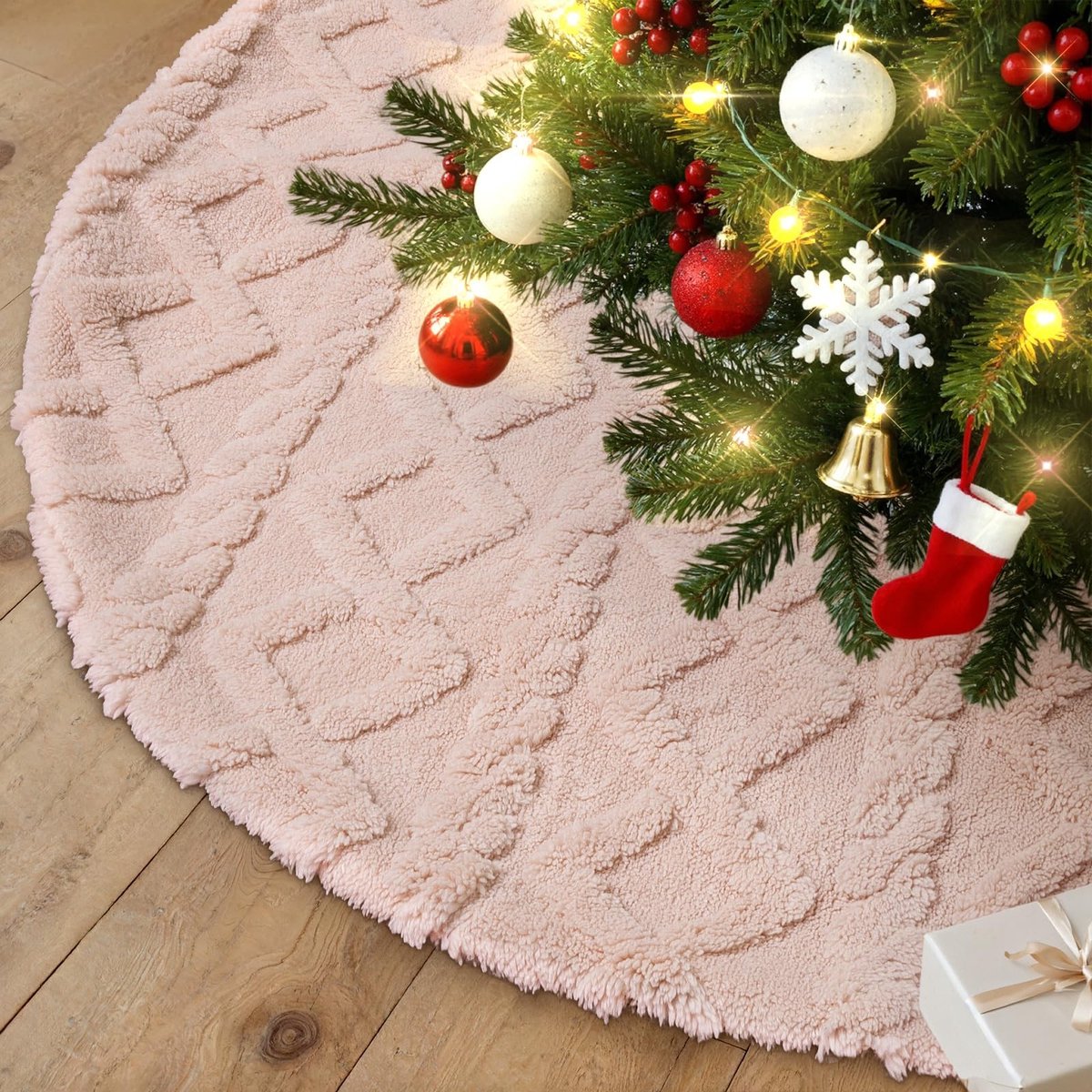 Dailygoods- Kerstboomrok 90 cm - Imitatiebont - Geometrisch Ontwerp - Duurzaam - Slijtvast - Voor Binnen Decoratie - Kerstboomdeken