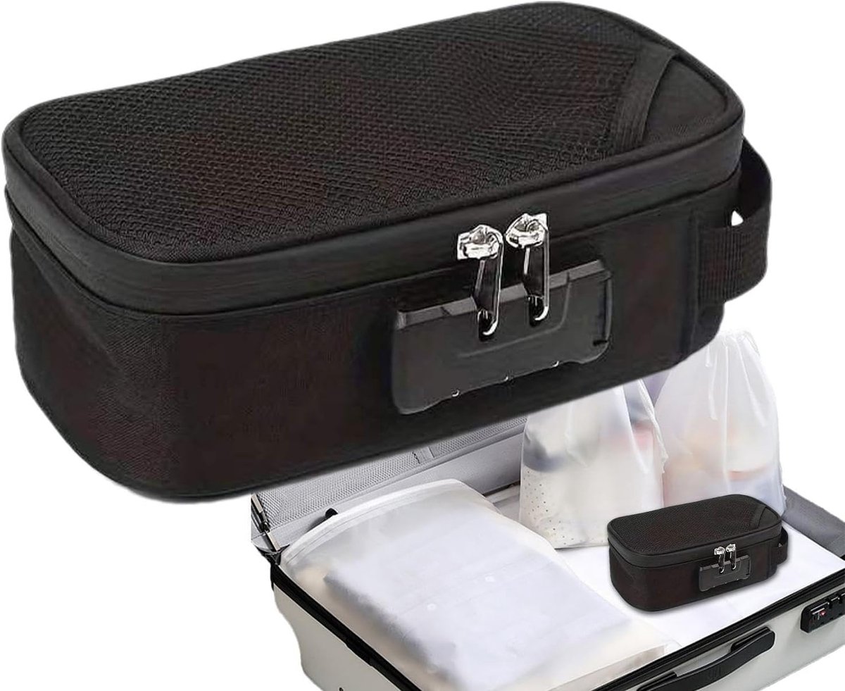 Document Lock Box - Geurvrije Organizer - Veilig Opbergen - Wachtwoord Beveiliging - 23 x 18 x 7.8 cm - Zwart