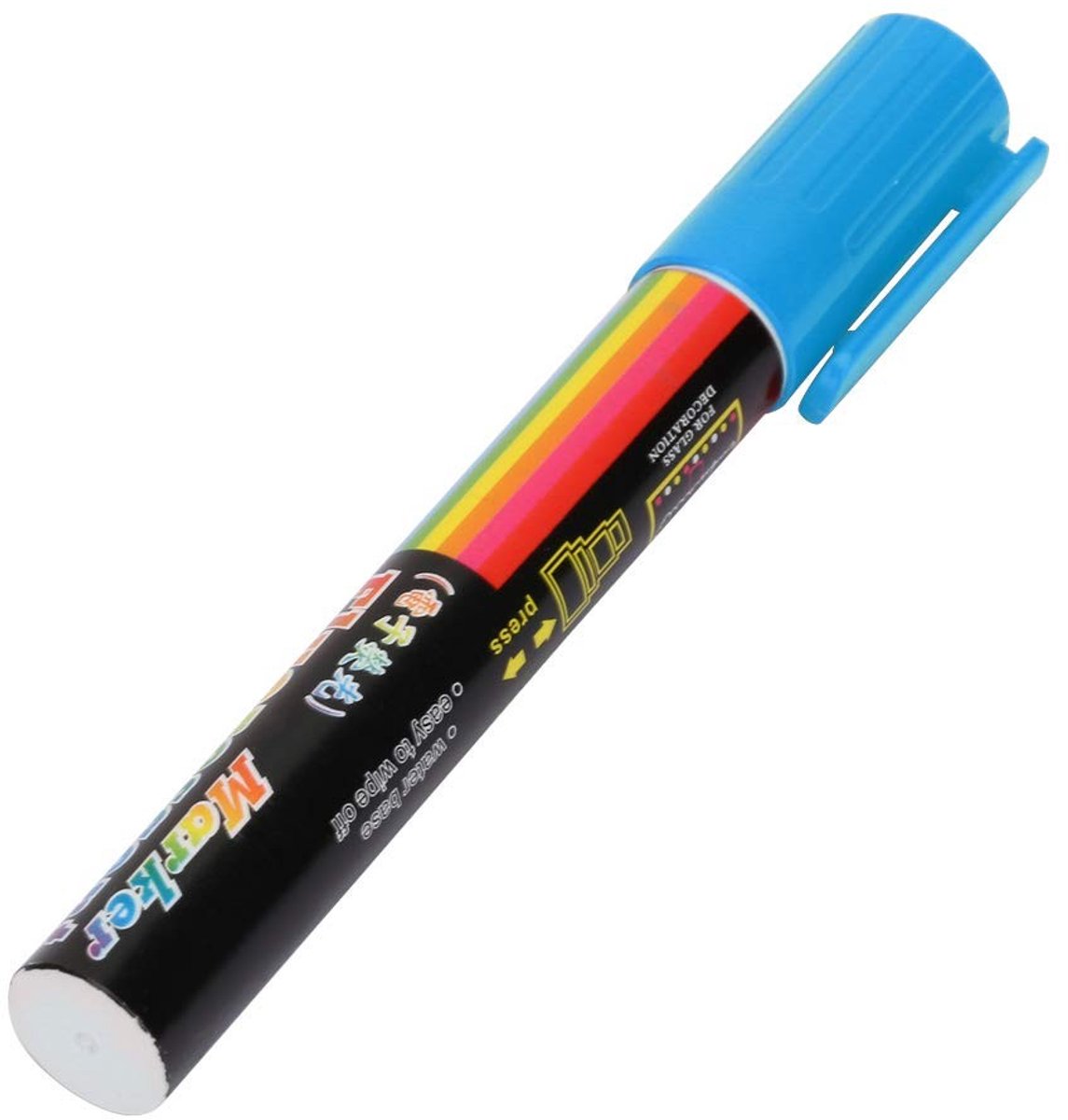 Dailygoods- Bijenkoning Marker Watergedragen - Decoratie Pen - Niet-Toxisch - Lange Levensduur - Voor Glas/Ramen - 8 Kleuren - Markeerstift