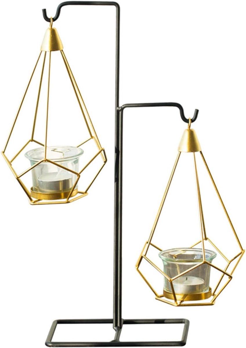 Creatieve Kandelaars - Metalen Frame - Woondecoratie - Transparant Glazen Kap - 37x27 CM - One Color