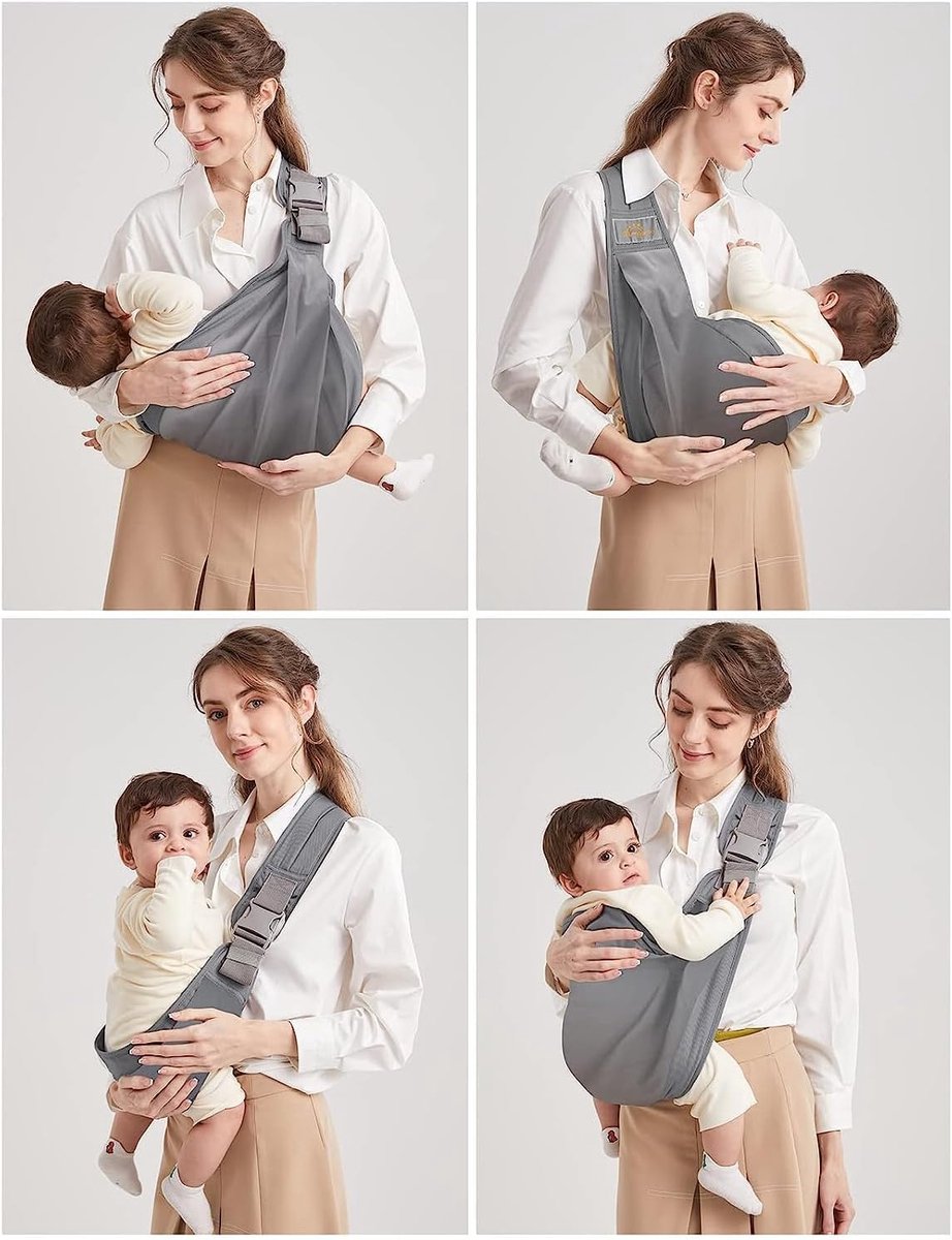 Draagdoek Baby - Draagzak Pasgeboren - Baby Dragen - Ergonomisch Bionisch Design - 0-36 Maanden - Achaatgrijs – foto 4