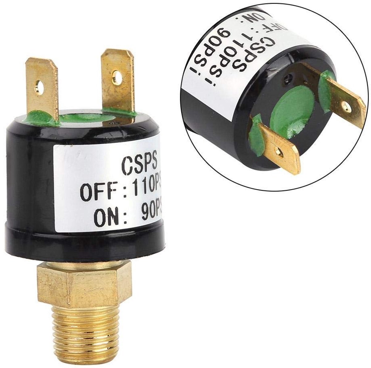 Dailygoods perslucht regelschakelaar - 90-110 PSI - Automatische drukregeling - Compact formaat - Geschikt voor voertuigen en tractoren - Duurzaam e...