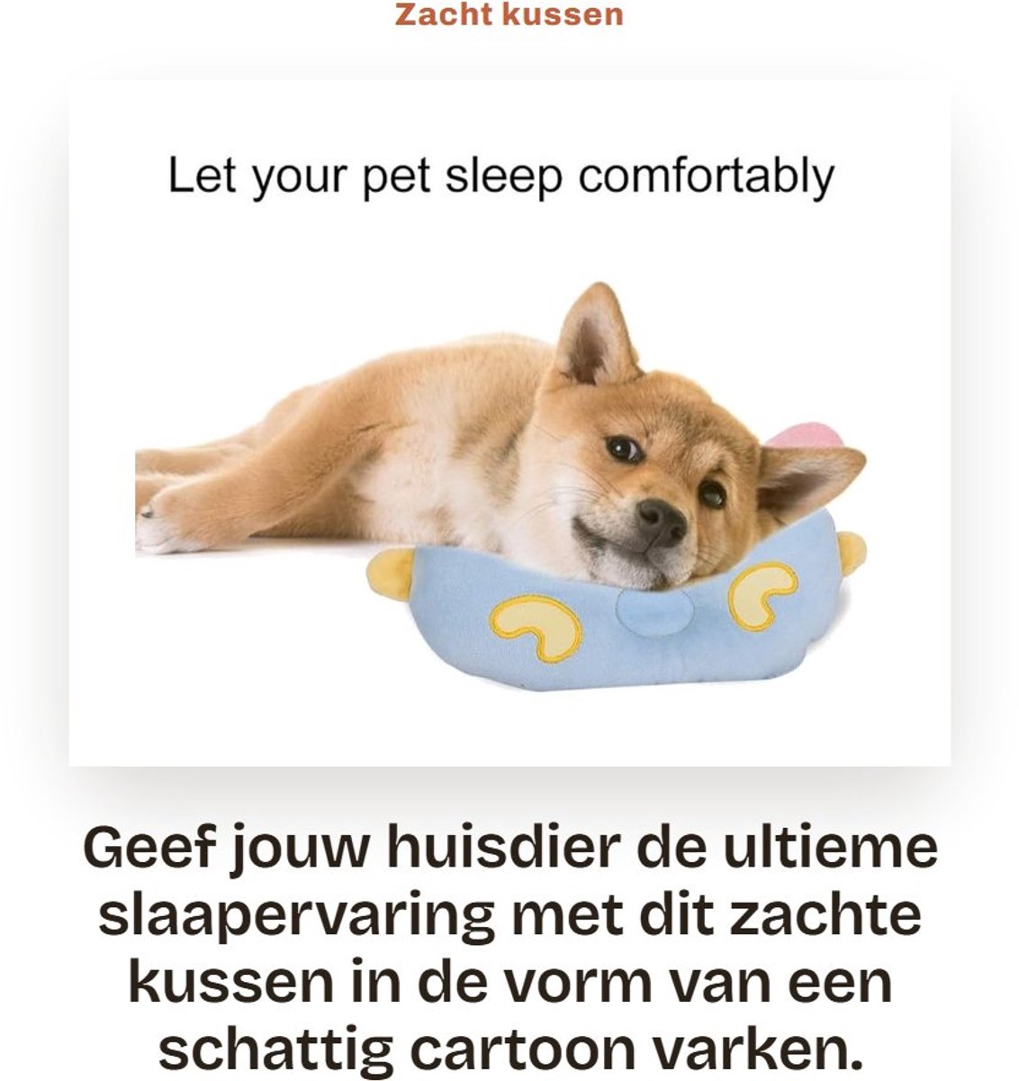 Dailygoods- Kussen Zacht voor Huisdieren - Cartoon Varken - Huidvriendelijk - Slijtvast Materiaal - Ideaal voor Katten/Honden - 3 Kleuren - Huisdierbed