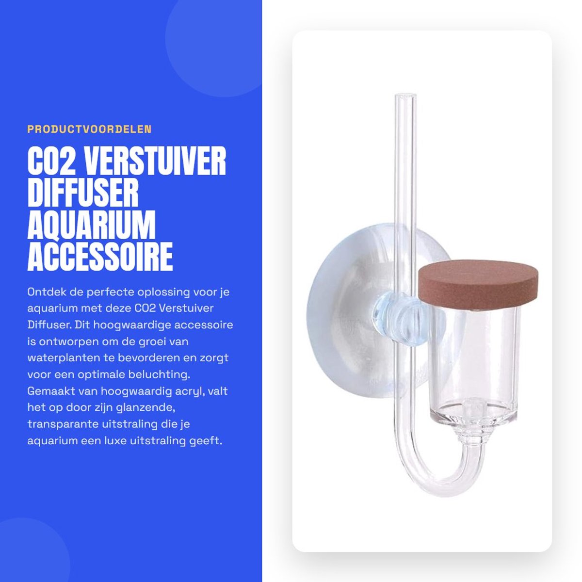 Dailygoods- CO2 Verstuiver Acryl - Aquarium Diffuser - Bellenteller - Waterplanten Accessoire - Nano Technologie - Transparant Design