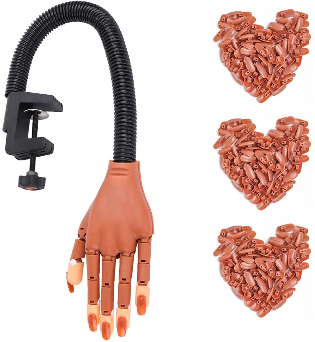 Dailygoods- Oefenhand Professionele Training - 300 Stuks Nageltips - Verstelbare Valse Vingernagels - Oefenbanden Elastisch - Nagelkunst Handgereedschap - Geschikt voor Doe-Het-Zelf Manicure - Nagel Oefenhand