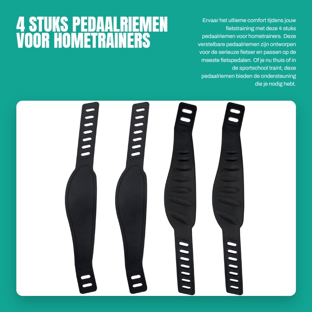 Dailygoods- Pedaalriem Universeel - Verstelbare Lengte 33 cm - Zwaar Belastbaar - Rubber - Geschikt voor Hometrainers - Comfortabel tijdens Fietsoefening - Fietspedaal