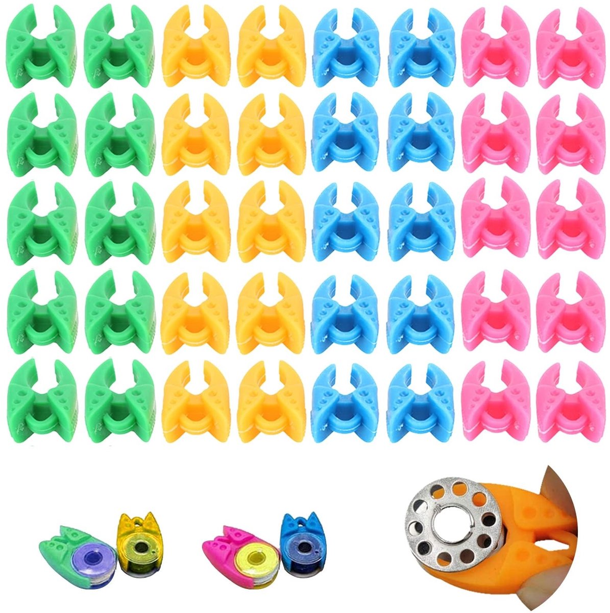 Dailygoods- Garen Spoelen 40 Stuks - Spoelbevestigingsclips - Draad Houder - Siliconen - Herbruikbaar - Voorkomt Draad Knoop - Draadspoel