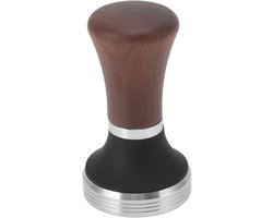 Koffie Tamper - Espresso Drukker - Espresso Bereiding - Massief Roestvrij Staal - 51 mm - Houtkleur
