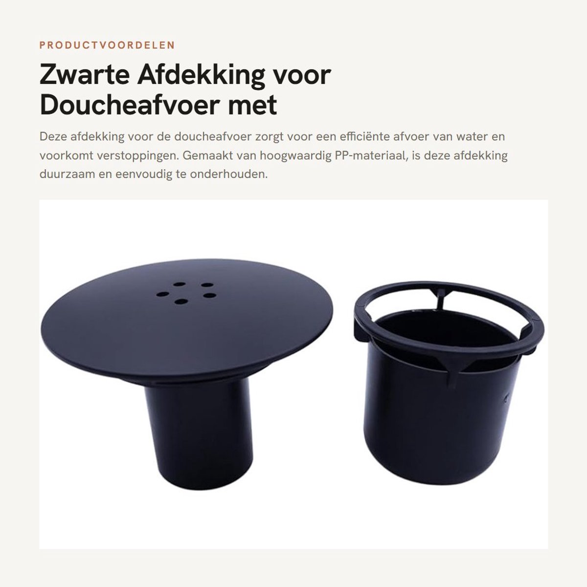 Dailygoods- Afdekking voor doucheafvoer - Zwarte afneembare afdekking - Hoogwaardig PP - Eenvoudige reiniging - Probleemloze installatie - Roestbestendig - Doucheputdeksel