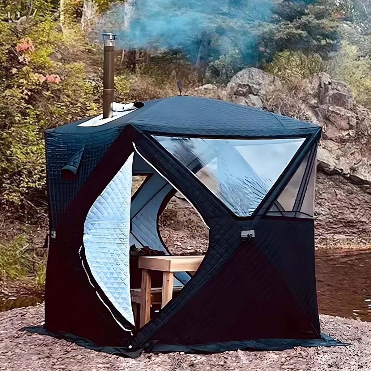 Geïsoleerde ijs tent - Winter schuilplaats - IJs vissen - Winddichte hub stijl - 3-4 personen - Groen