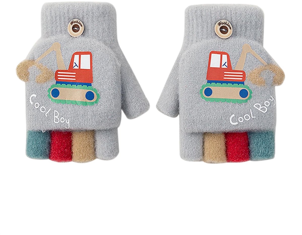 Dailygoods- Vingerloze Kinderhandschoenen - Fleece Gevoerd - Halve Vingers - Warme Winterhandschoenen - Geschikt voor 3-5 Jaar - Zacht en Rekbaar