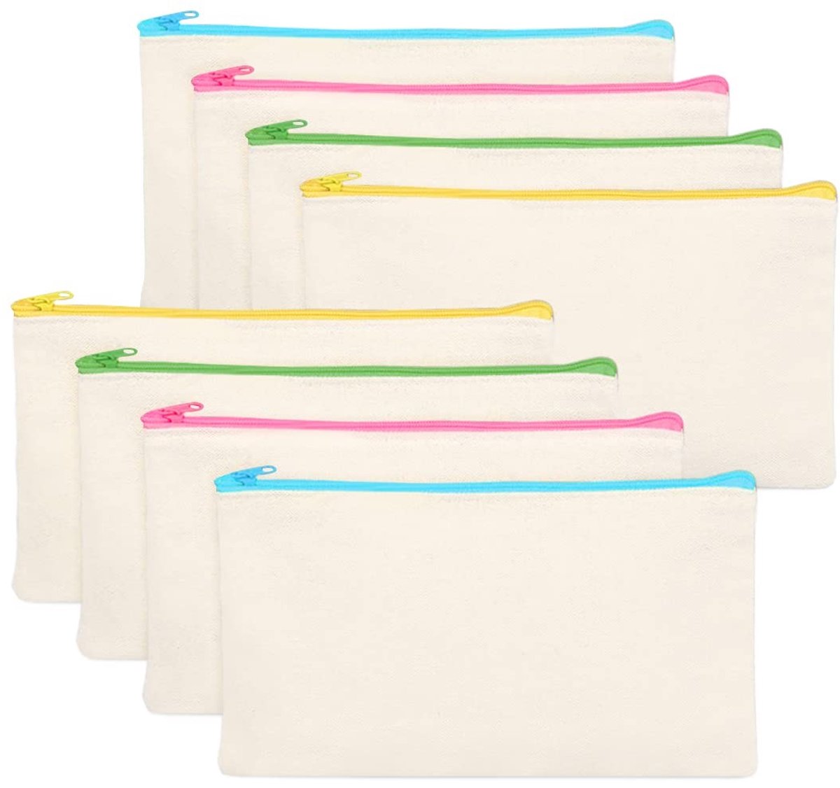 Dailygoods- Pennenetui 8 Stuks - Ritssluiting - Canvas - Duurzaam - Knutselen - 21 x 12 cm - Etui