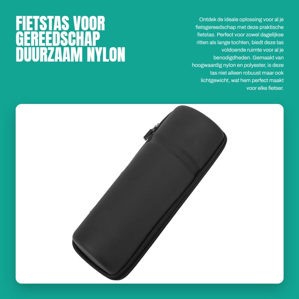 Dailygoods- Gereedschapstas Duurzaam - Fietstas voor Gereedschap - Nylon/Polyester - Grote Capaciteit - 22,5 x 11 x 8,5 cm - Voorvak voor Flessenhouder
