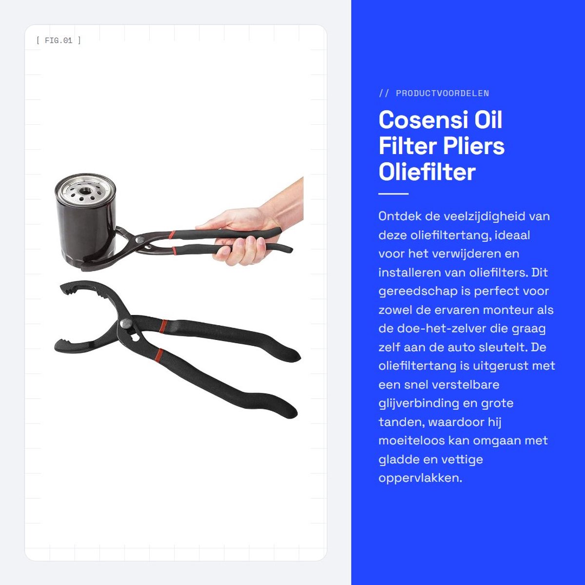 Dailygoods- Oliefiltertang met Verstelbare Glijverbinding - Oliefilter Sleutel - Lange Handgreep - Antislip Handvat - Stalen Constructie - Geschikt voor Filters van 55-120mm - Oliefilterwrench