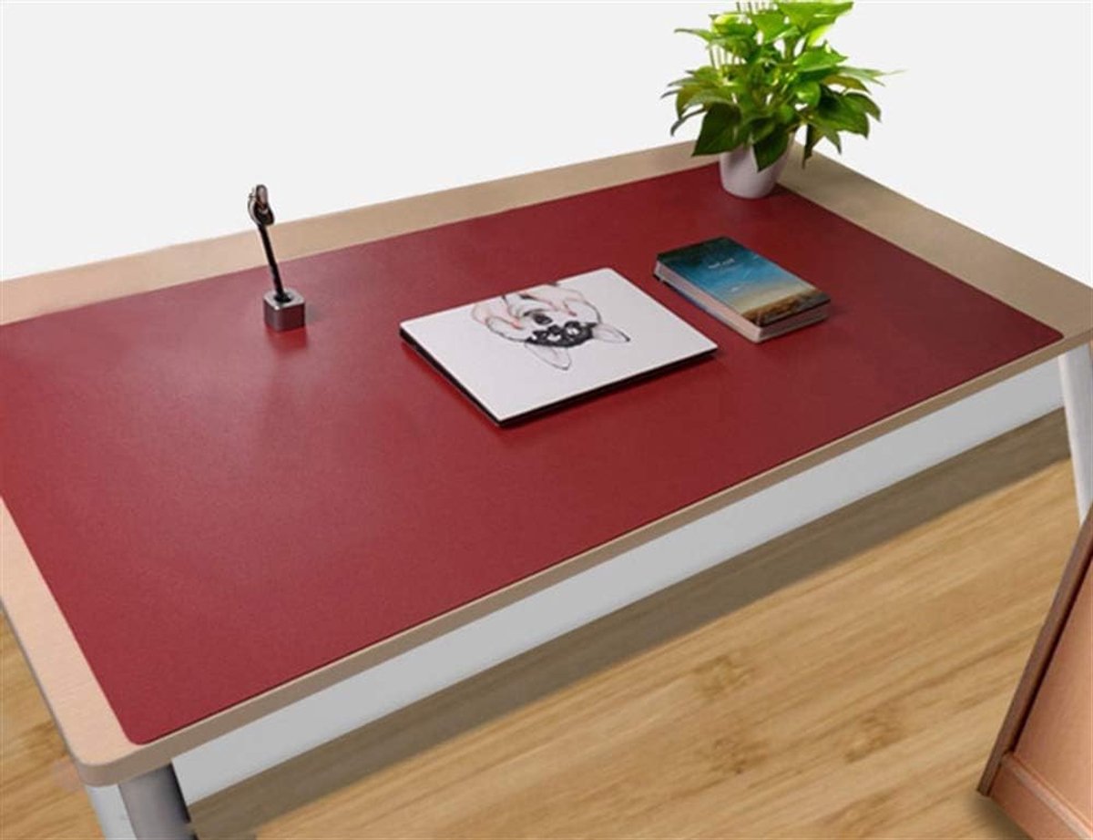 Bureaupad Leer - Bureau Onderlegger - Schrijven Werken - Waterdicht Antislip - 120x55cm - Wijnrood