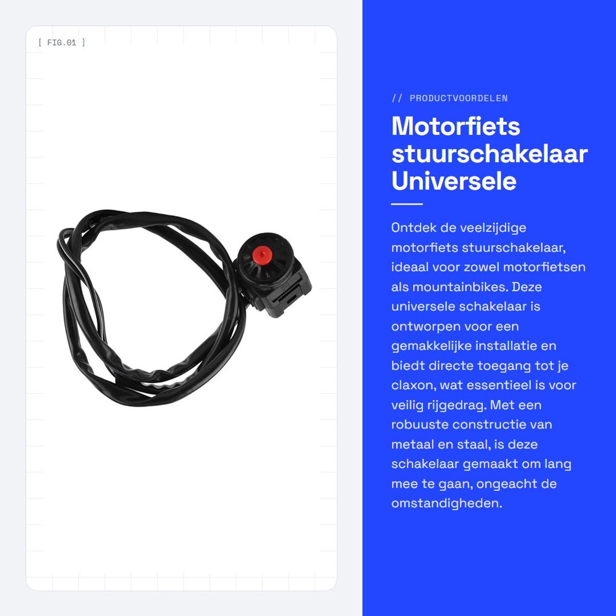 Dailygoods - Motorfiets stuurschakelaar - Universele motorfiets schakelaar - Zwart - Claxon schakelaar - Geschikt voor de meeste motorfietsen - 7/8 in...