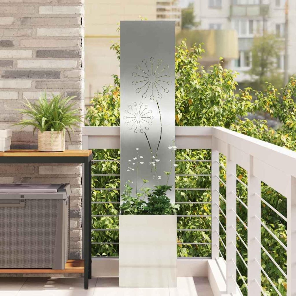 Decoratief tuinscherm - Privacyscherm metaal - Tuin afschermen - Decoratieve inzetstukken - 32 x 150 cm - Zilver