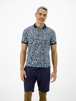 LERROS Poloshirt met all-over bloemenprint, tweekleurige look , Maat: L , Kleur: CLASSIC NAVY , 100% katoen