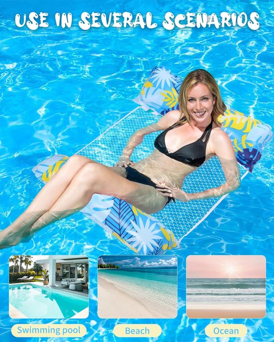 Dailygoods- Luchtmatras 4-in-1 - Luchtmatras Zwembad - Waterhangmat - Waterspeelgoed - Luchtmatras voor Volwassenen/Kinderen - Hoogwaardig PVC - Zwemmatras van Dailygoods — afbeelding 3