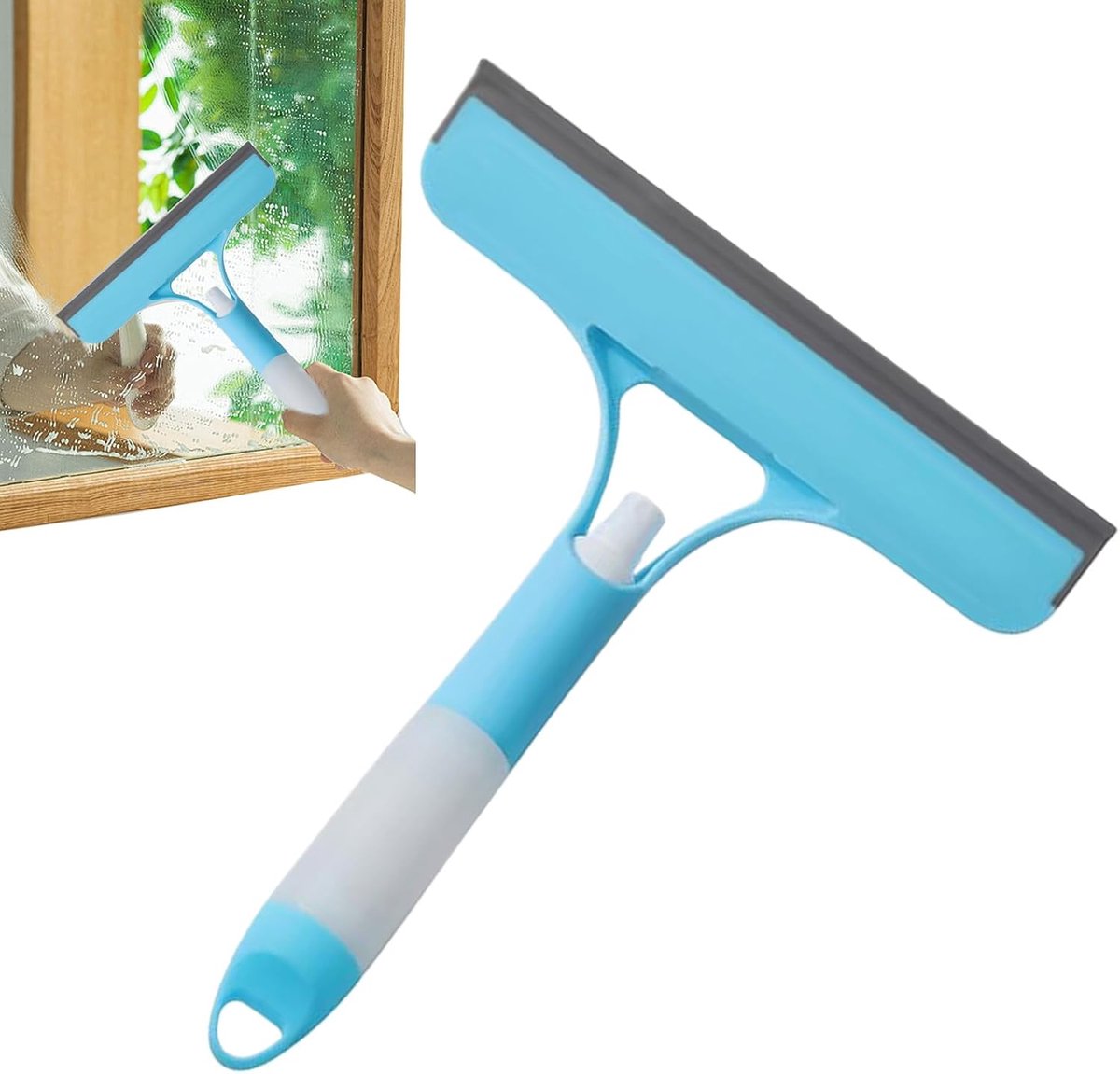 Raamreiniger - Glaswisser - Streeploos Schoonmaken - 2-in-1 Ontwerp - 21.5 x 25.7 cm - Blauw