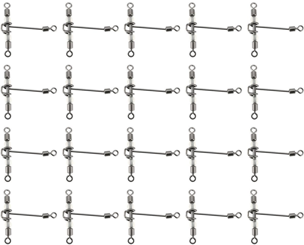 Dailygoods - 20 Stuks Heavy Duty Vissen Swivels met Lichtgevende Kralen