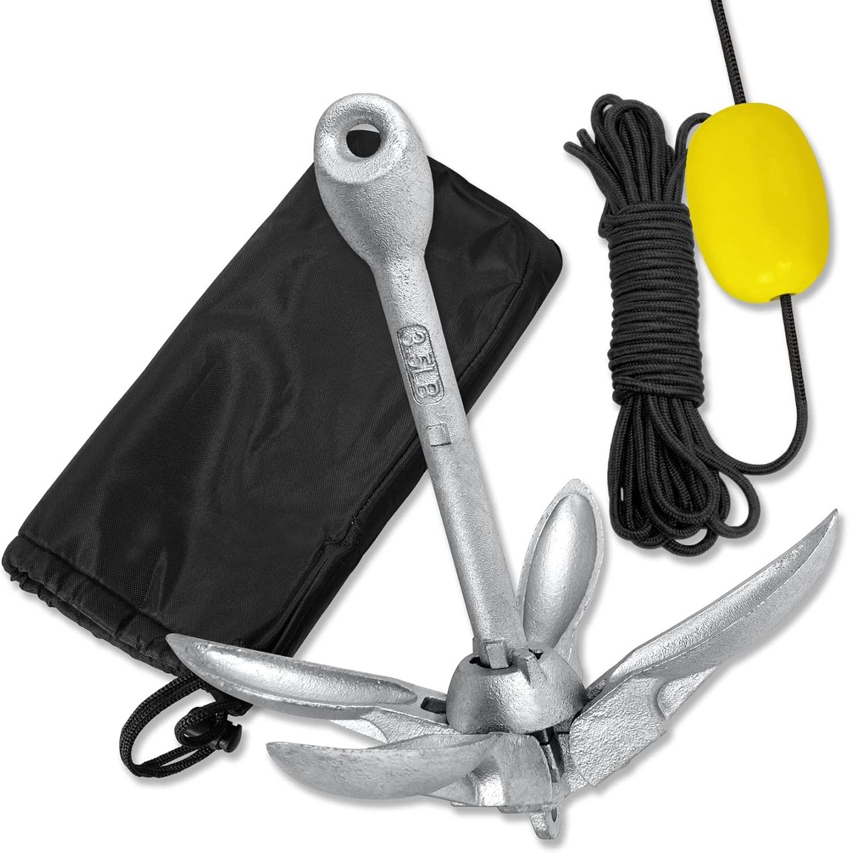 Boten Anker Set - Klapanker - Watersport Stabiliteit - Inclusief Touw en Boei - 1.5 kg - Zilver