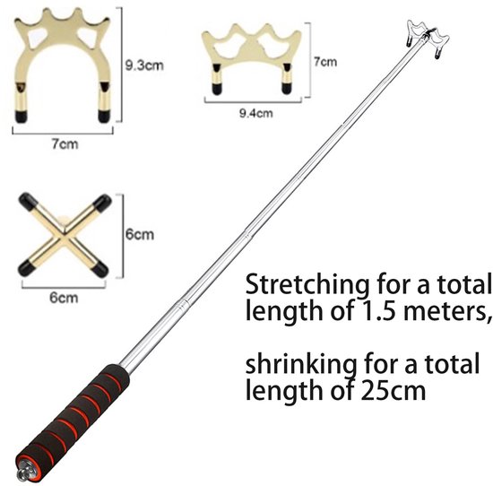 Solidchoice- Snooker Keu Telescopisch - Snooker Cue Stick - Brug met 3 Messing Brugkoppen - Pooltafel Accessoires - Roestvrij Staal - Totale Lengte 1,5 Meter - Biljartbrug van Solidchoice — afbeelding 2