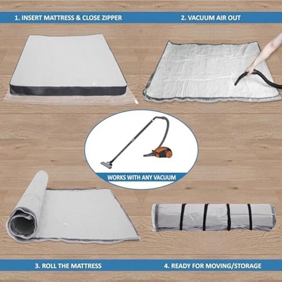 Schuimmatras Opbergzak - Vacuüm Compressie - Matras Verplaatsen - Ruimtebesparend Ontwerp - 250 x 240 cm - Transparant — afbeelding 4