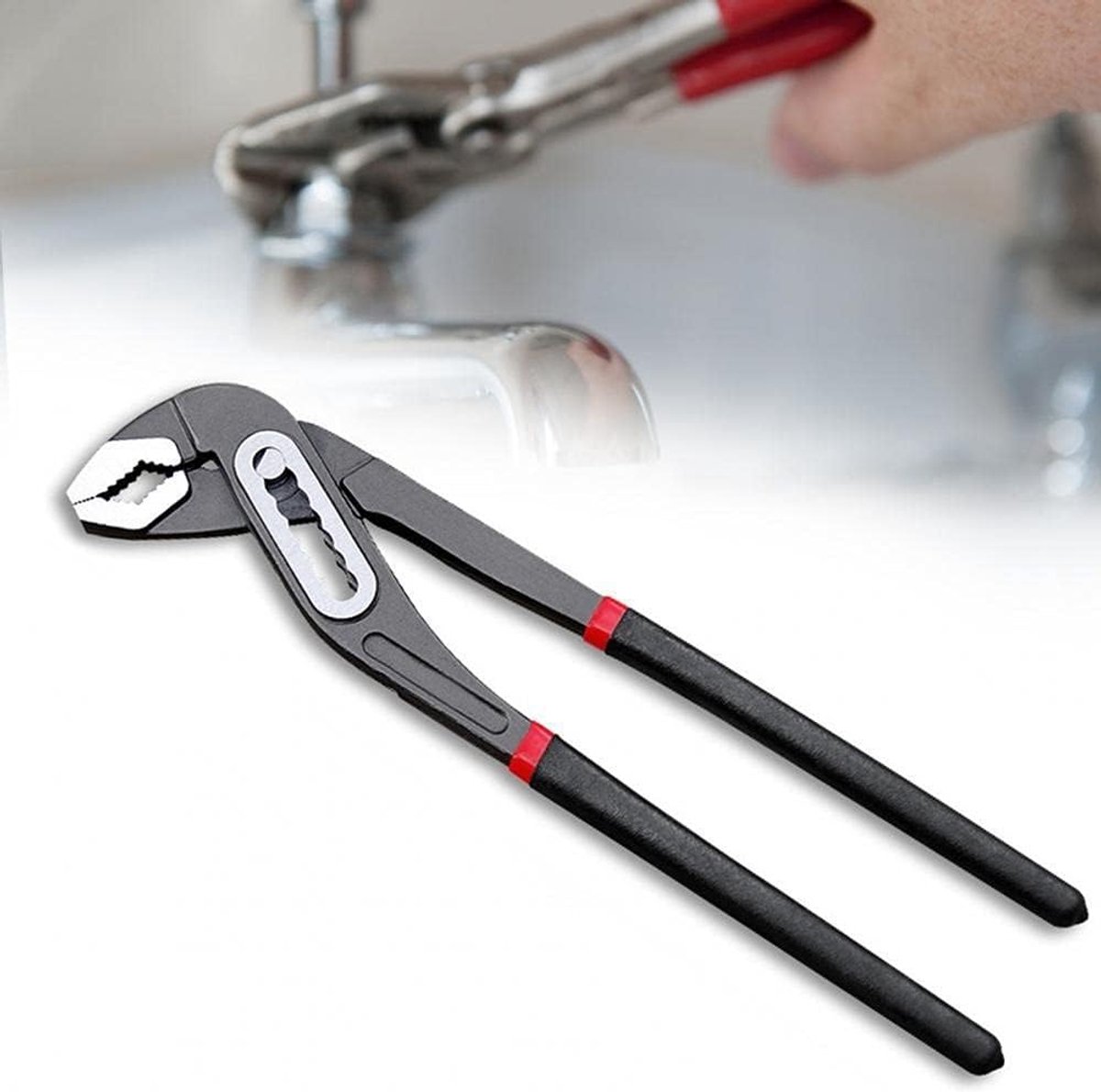 Waterpomptang - Verstelbare Tang - Loodgieterswerk Reparatie - Anti-klem Beveiliging - 12 Inch - Grijs