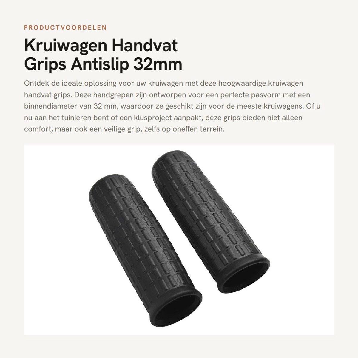 Dailygoods- Kruiwagenhandvat Antislip - 2 Stuks - Binnendiameter 30 mm - Weerbestendig - Duurzaam - Eenvoudige Installatie - Handgrepen
