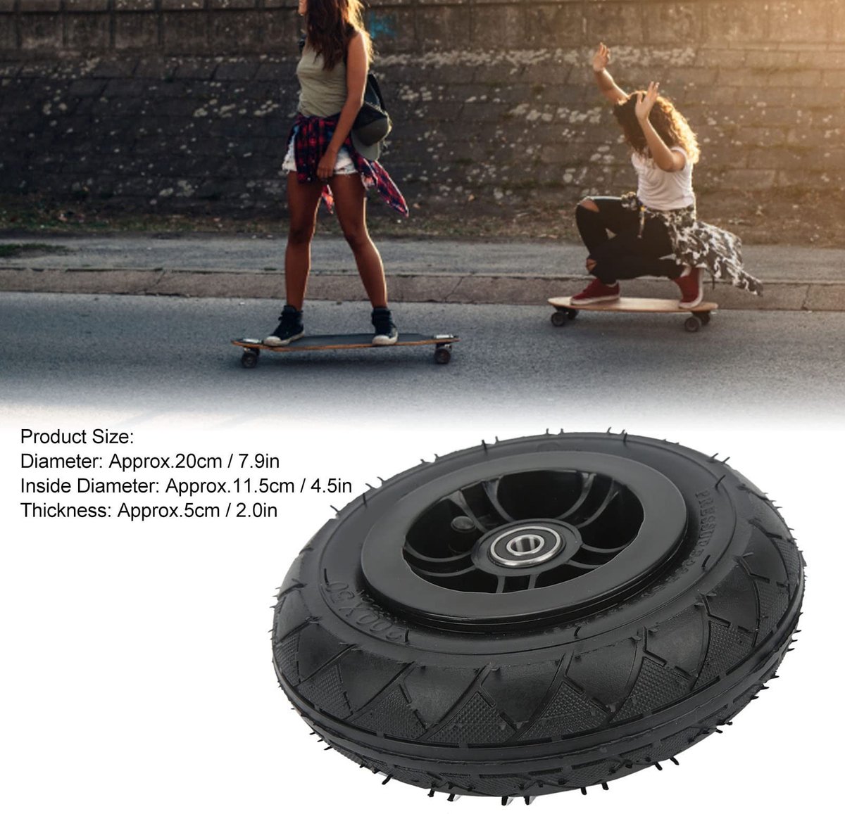 Dailygoods- Skateboard Wiel 8 inch - Off Road Wiel - Luchtband - Mountain Scooter - Accessoires - Geschikt voor Mountain Skateboard
