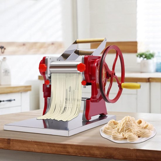 Pastamachine Rood - Deegmaker Lasagne - Zelf Pasta Maken - Roestvrij Staal - 0.5-5 mm - Rood — afbeelding 2