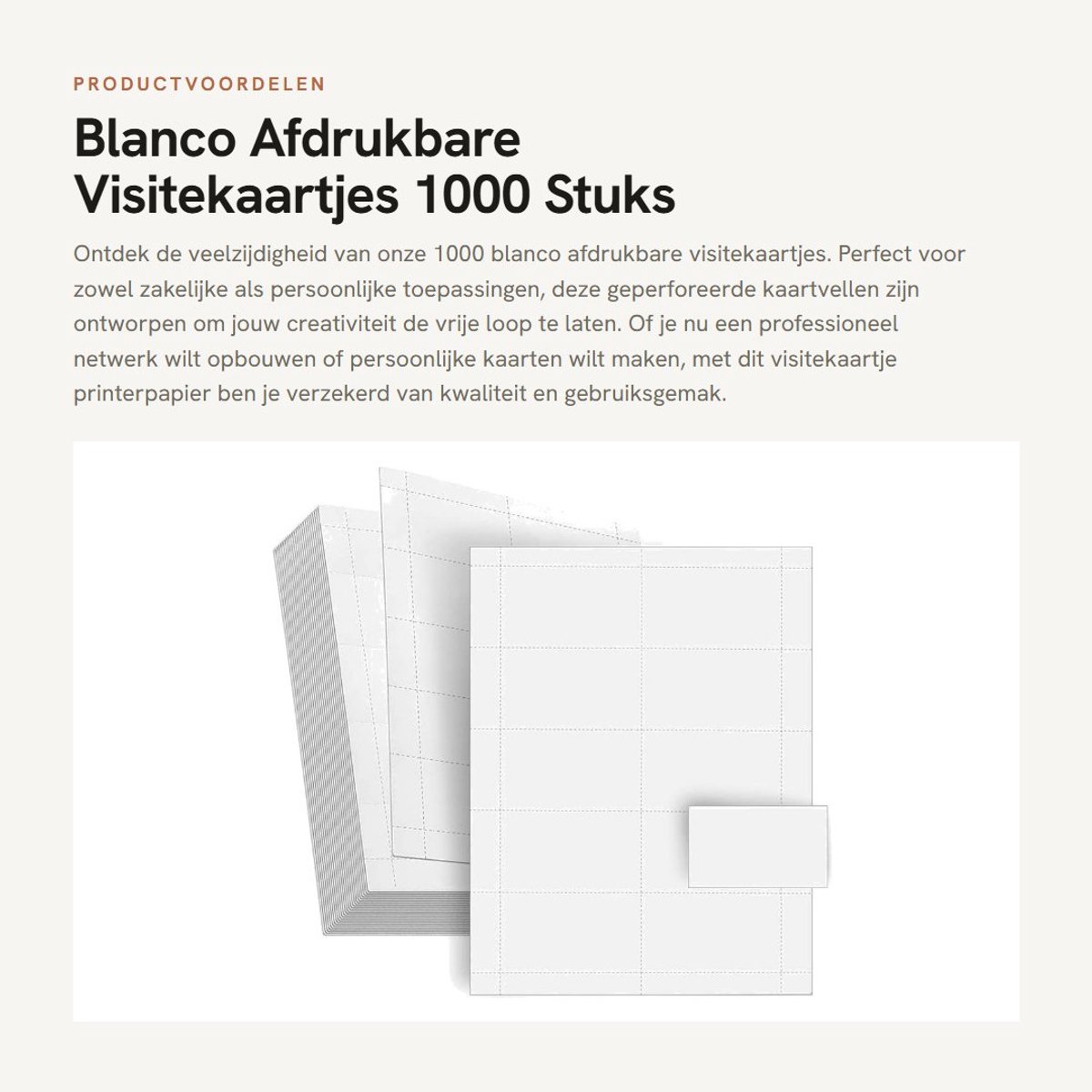 JHUBERS- Visitekaartjes 100 stuks - Blanco afdrukbare kaarten - Geperforeerd papier - Compatibel met inkjet/laserprinters - 170 GSM - 89 x 51 mm - Kaartpapier