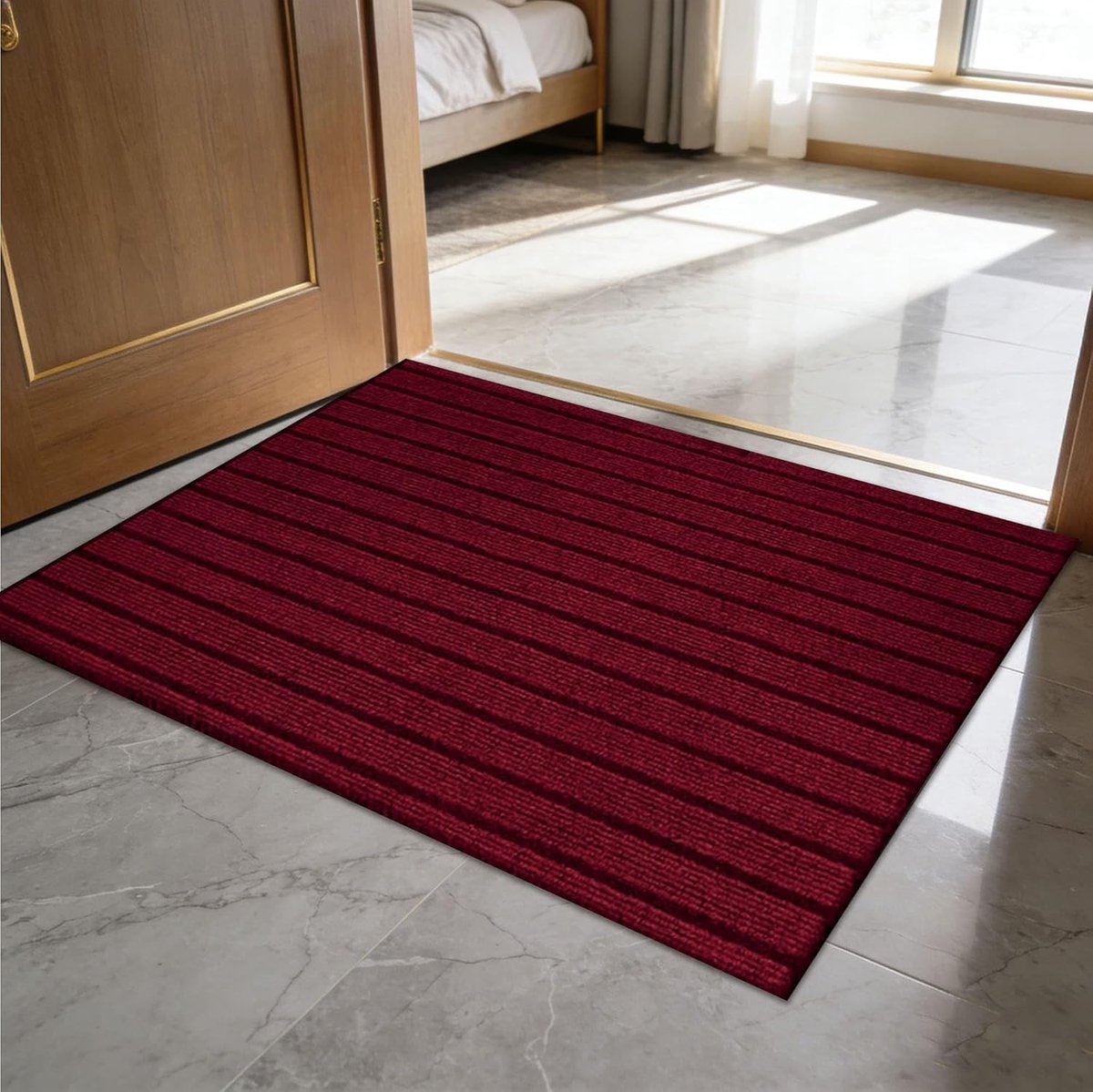 Schoonloopmat - Voordeurmat Entree - Vuil Vangen - Laag Profiel - 60 x 84 cm - Rood