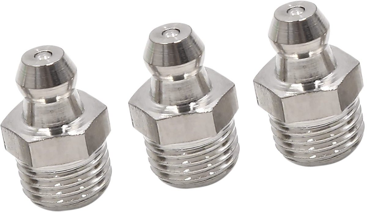 Dailygoods- Vetkop M10 x 1 Roestvrij Staal - Smeernippel - Vetnippel - Set van 3 - Corrosiebestendig - Diepe Schroefdraad