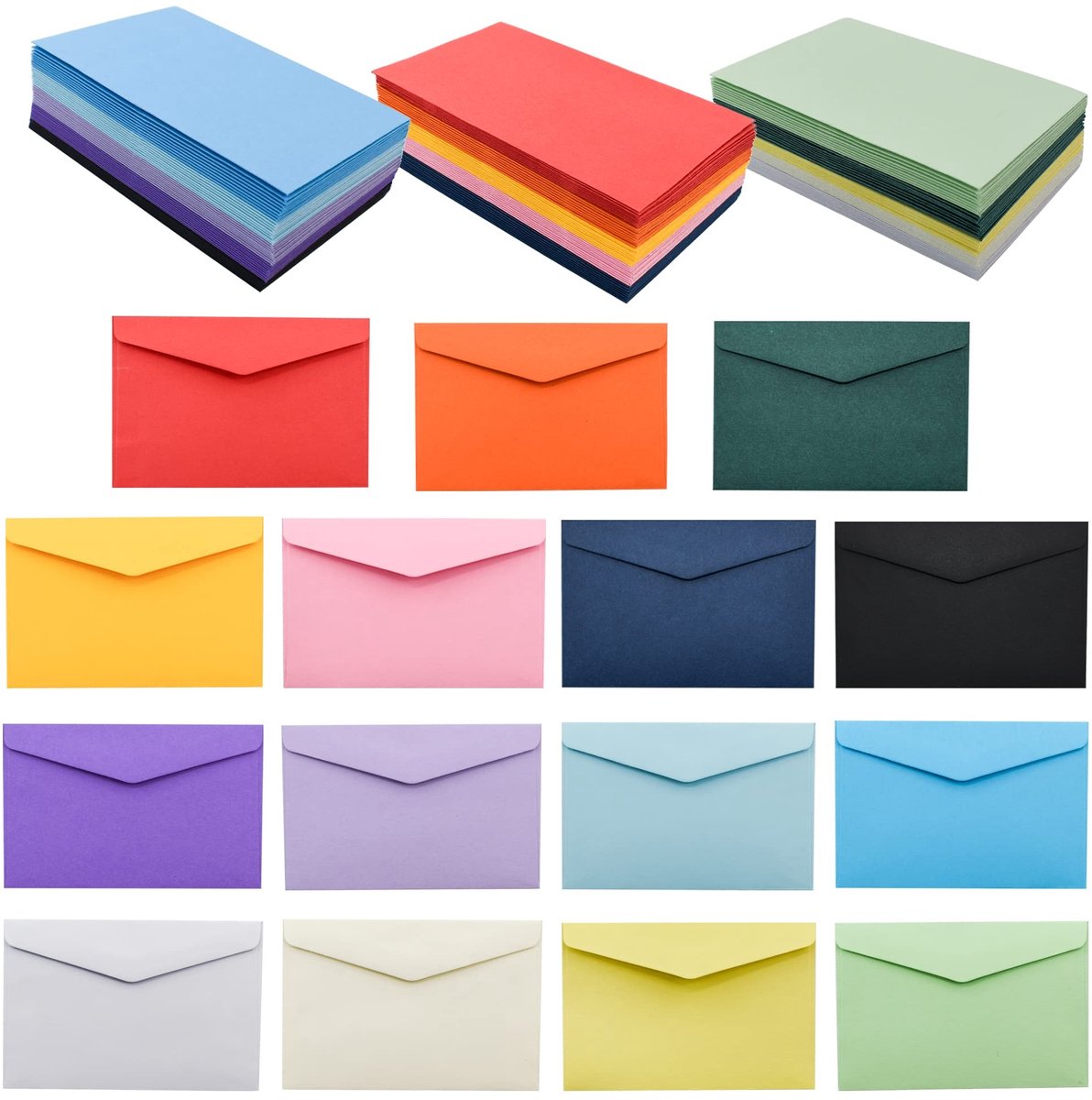 Dailygoods - 150 Mini-Enveloppen in 15 Kleuren voor Cadeaukaarten en Karton