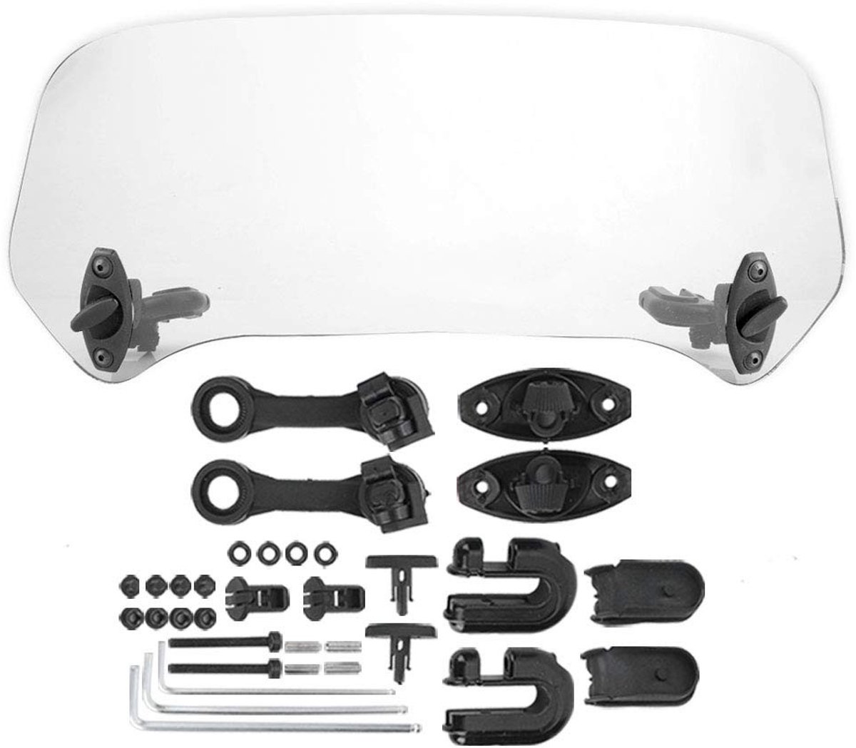 Dailygoods- Motorfiets Voorruit Verstelbaar - Voorruit Zonnescherm - Voorruit Reparatieset - Voorruit Reparatie Kit - Spoiler Deflectors - Inclusief 11" Voorruit