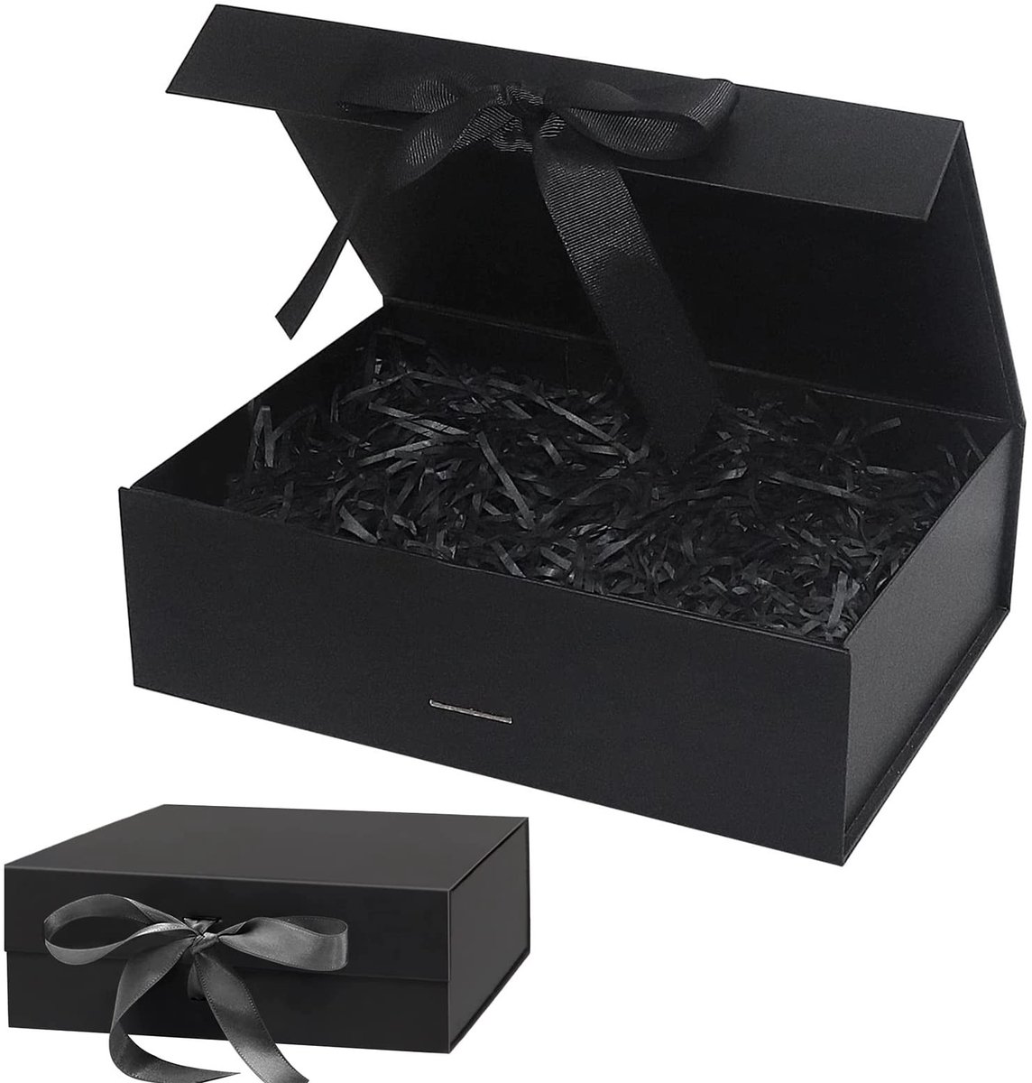 Dailygoods- Geschenkdoos met deksel - Decoratieve Zwarte Doos - Rechthoekige Geschenkdoos - Grote Geschenkverpakking - 21 x 17 x 7 cm - Geschikt voor Bruiloft/Verjaardag - Cadeauverpakking
