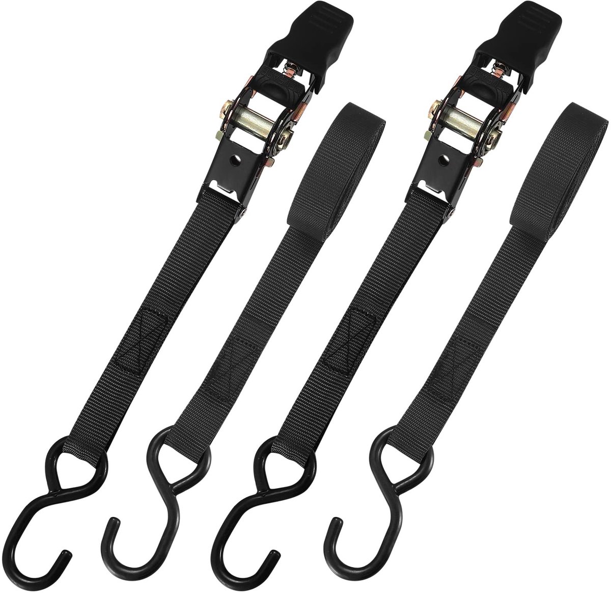 Dailygoods- Spanbanden met Ratel - Sjorbanden - Riemen met Gecoate S-haak - 5 Meter - 2 Stuks - Hoogwaardig Polyester en Rubber