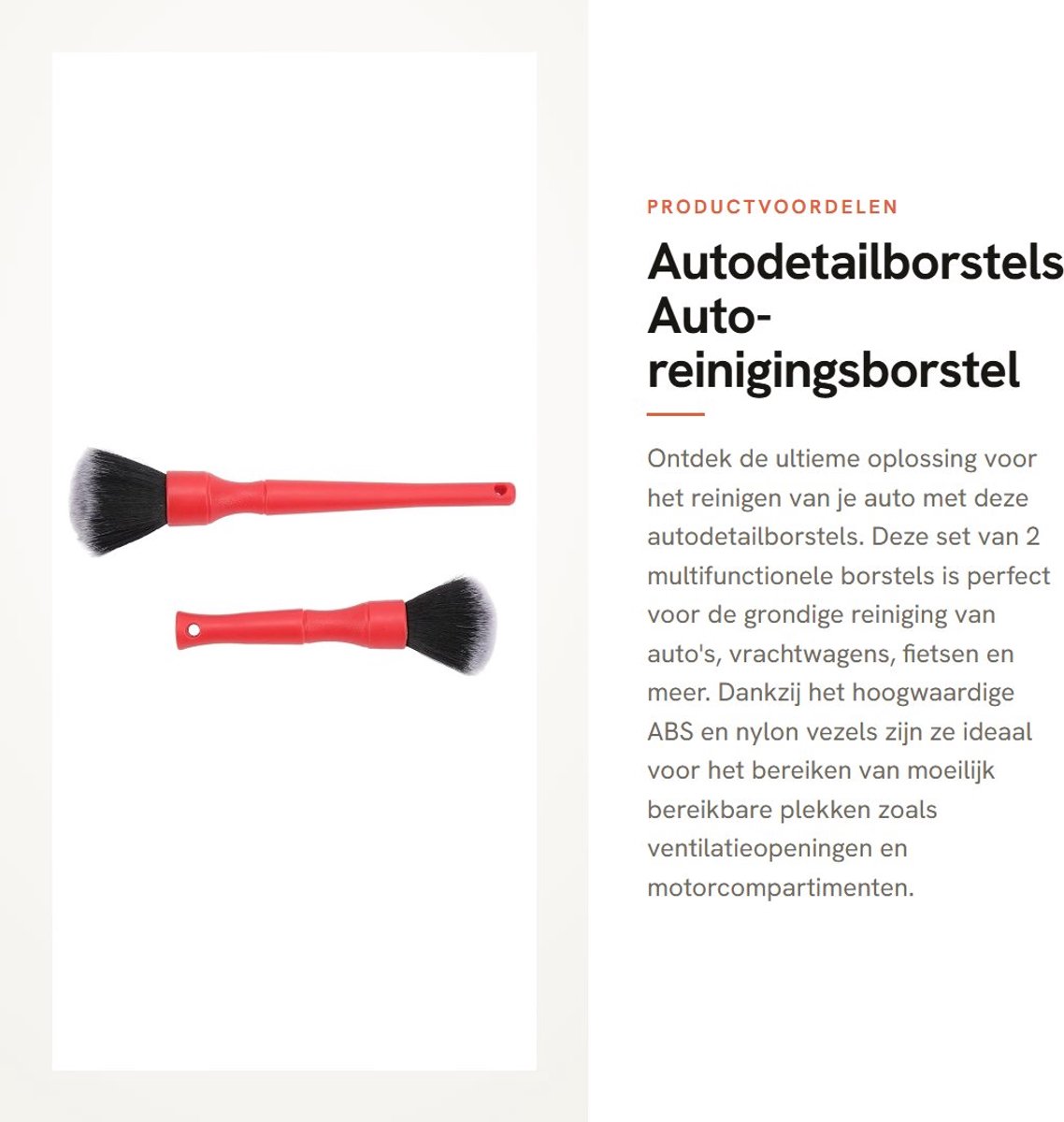 Dailygoods- Autodetailborstels 2 Stuks - Multifunctionele Auto-reinigingsborstel - ABS/Nylon Fiber - Duurzaam/Herbruikbaar - Voor Auto/Vrachtwagen/Fiets - Hoogwaardige Kwaliteit
