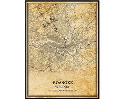 Kaart Poster - Stadsweg - Wanddecoratie - Vintage ontwerp - 28 x 36 cm - Zwart