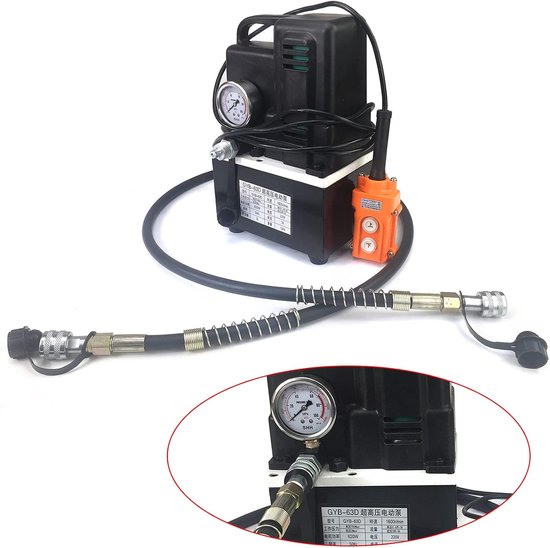Elektrische Hydraulische Pomp - Oliepomp Hogedruk - Zwaar Werk Uitvoeren - 620W Koperdraadmotor - 3L Olietank - Geel — afbeelding 2