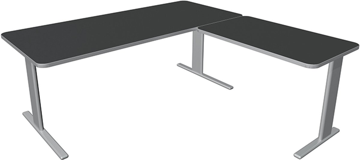 Kerkmann Hoekbureau Unic comfort antraciet 180x180cm antraciet met rand zilver